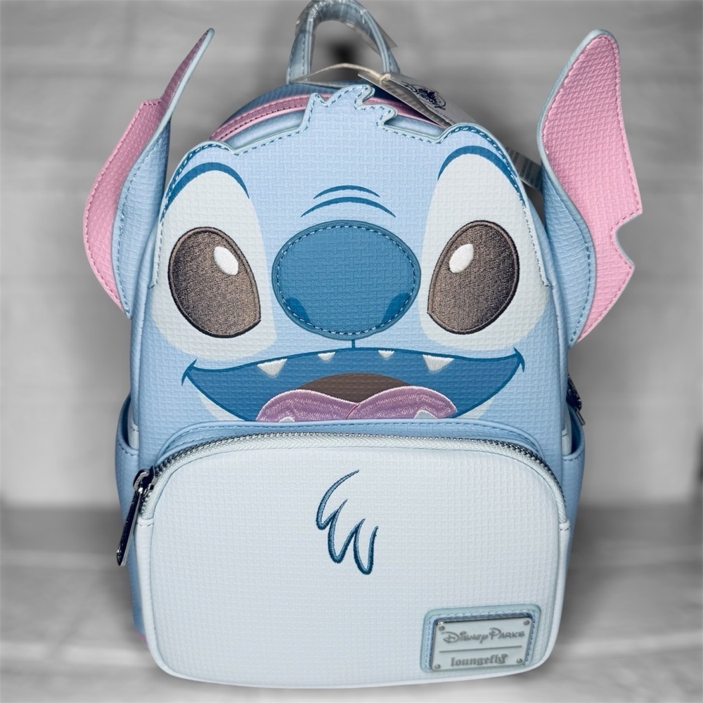 New Loungefly Disney Stitch Mini Backpack - Light Blue and Pink